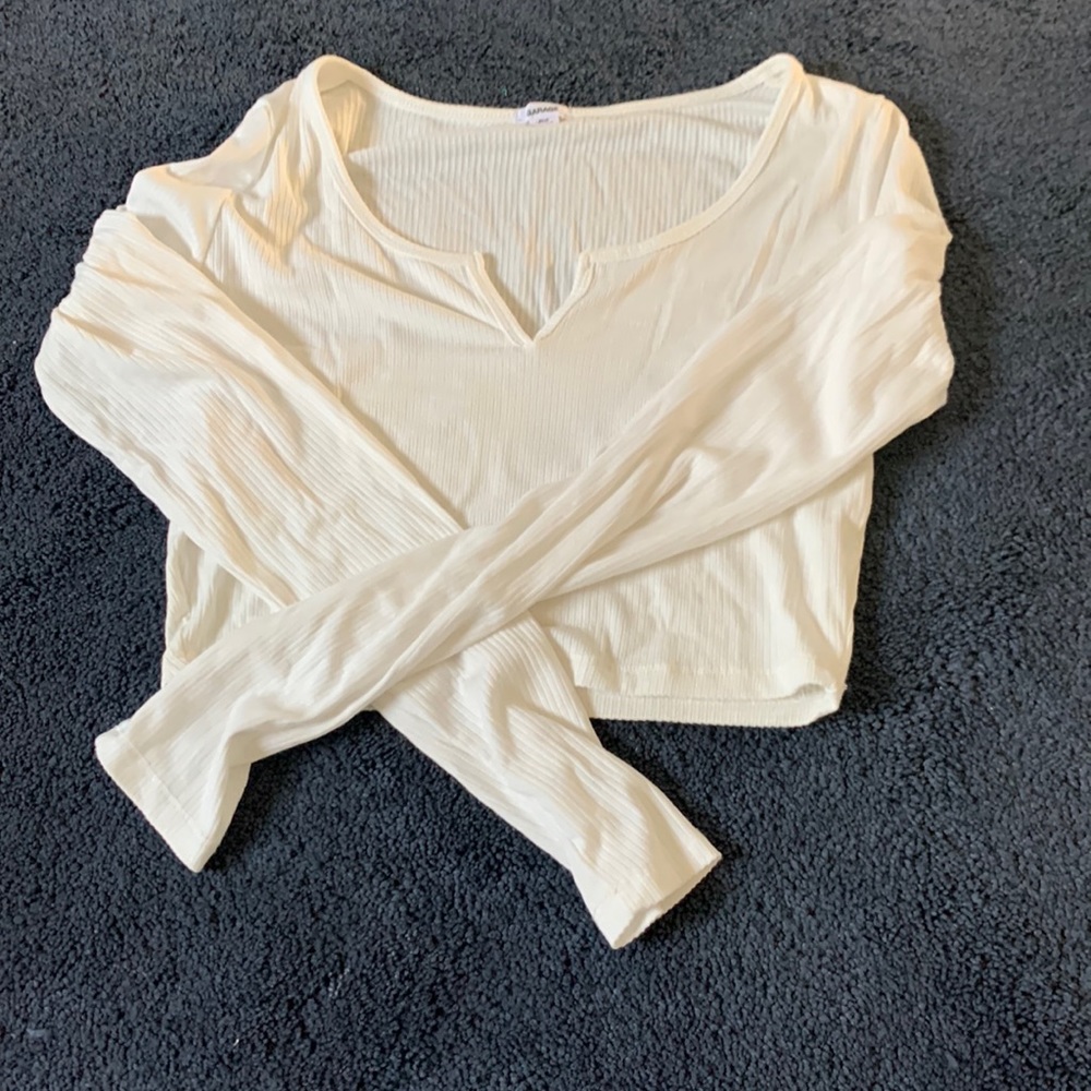 garage white cropped long sleeve